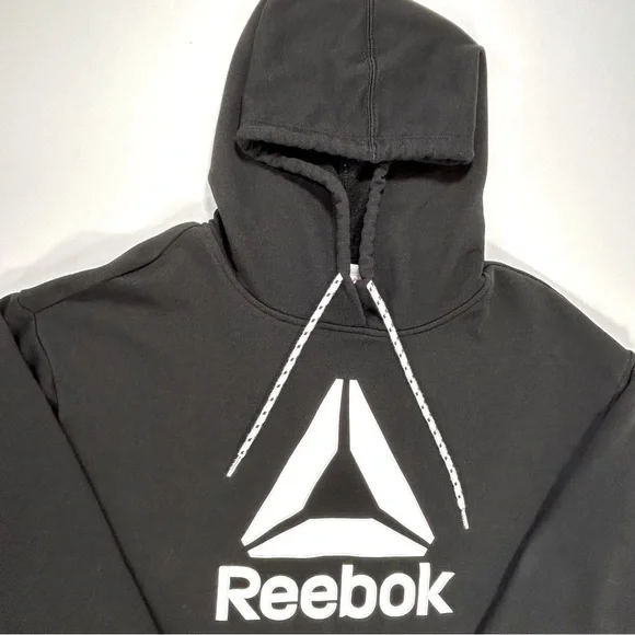 Reebok Black Crop Hoodie Sweatshirt Size Medium Women's - Picture 2 of 7